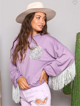 Load image into Gallery viewer, Lilac Sequin Tassel Top
